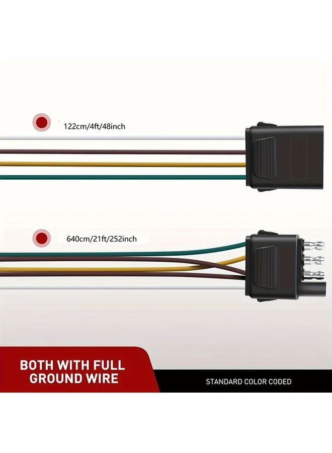 25ft 4 Pin Flat Trailer Wiring Harness Kit 4 Flat Extension Connector For Utility Boat - Image 4