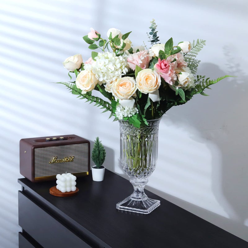 Joeyan 13" Glass Urn Vase,Tall Centerpiece with Ripple Diamond Pattern,Thickened Vase for Home, Wedding Parties - Image 5