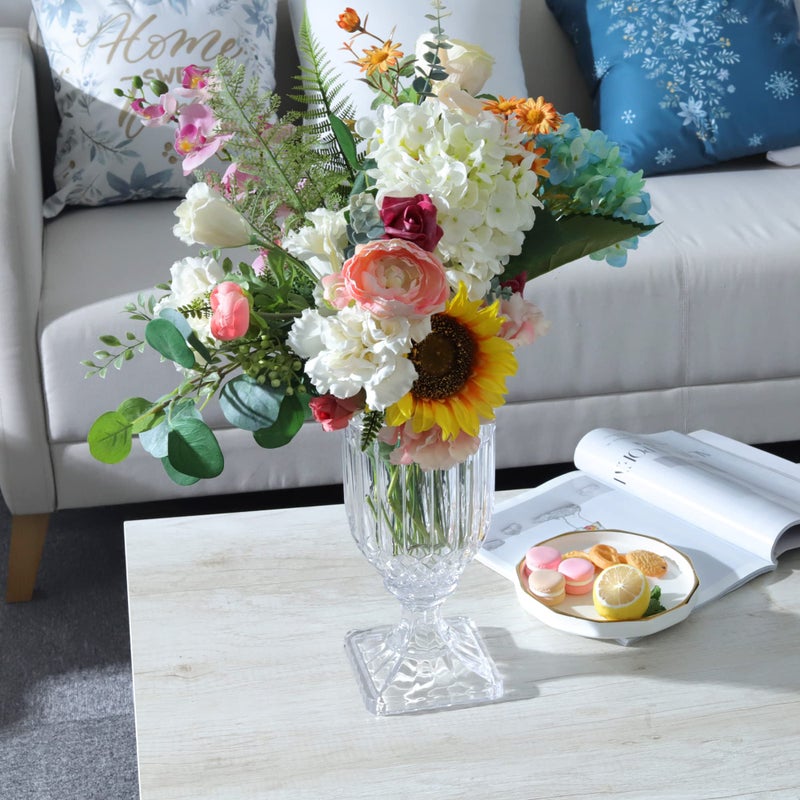 Joeyan 13" Glass Urn Vase,Tall Centerpiece with Ripple Diamond Pattern,Thickened Vase for Home, Wedding Parties - Image 3