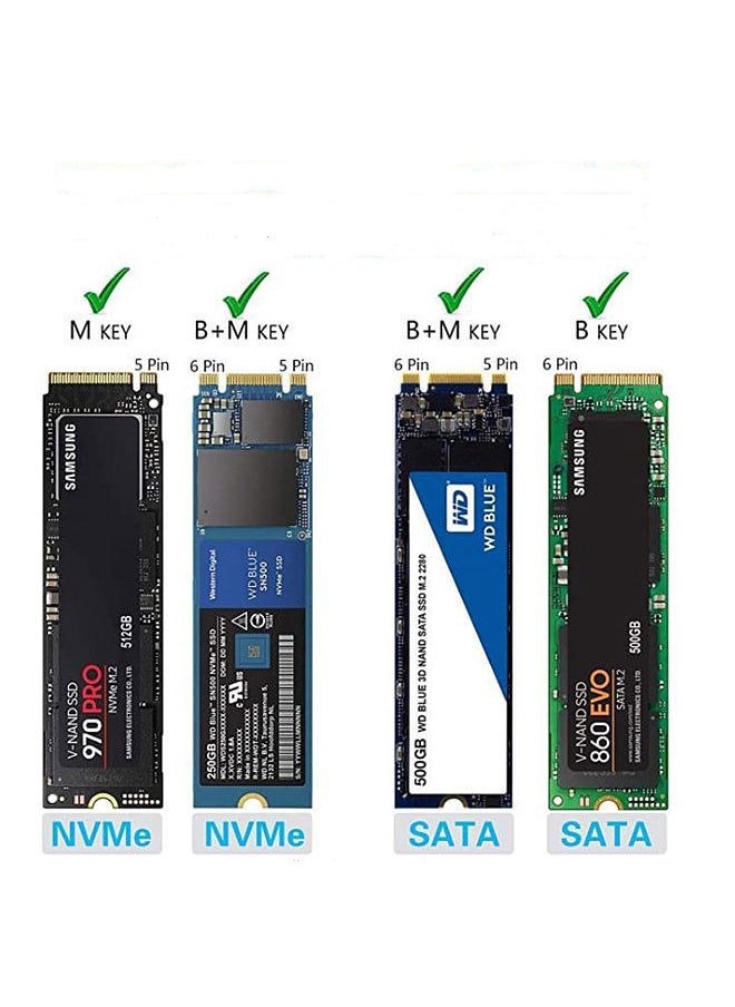 Generic - M2 SSD Case NVME Enclosure M.2 to USB Type C 3.1 SSD Adapter for Dual Protocol NVME PCIE NGFF SATA M/B Key SSD Disk Box SSD Case - Image 1