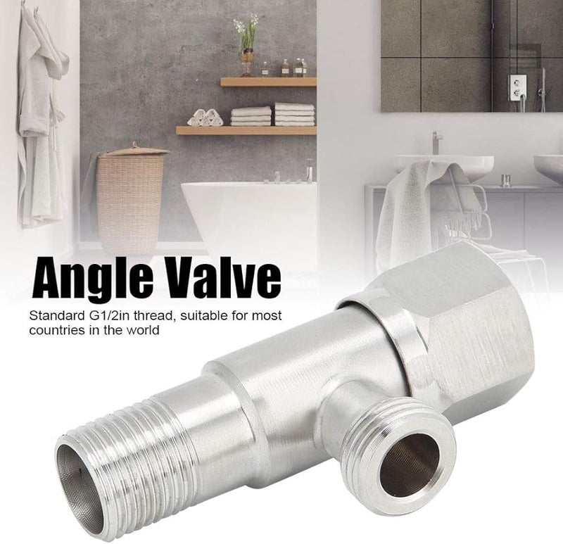 Brushed Stainless Steel G1 2in Angle Stop Valve For Toilet Bathroom Water Heater - Image 3