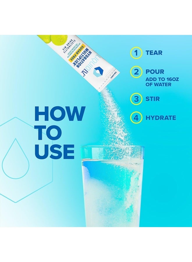 Liquid I.V. ® مضاعف الترطيب® خالي من السكر - عنب أخضر - عبوات مسحوق الترطيب | مسحوق مشروب الإلكتروليت | أعواد فردية مريحة | غير معدلة وراثيًا | 1 عبوة (14 حصة) - Image 4