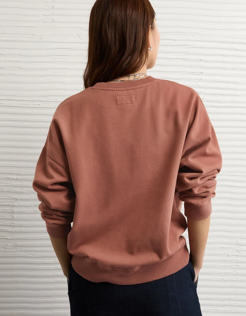 امريكان ايجل سويت شيرت مخملي بقبة دائرية وطبعة جرافيك