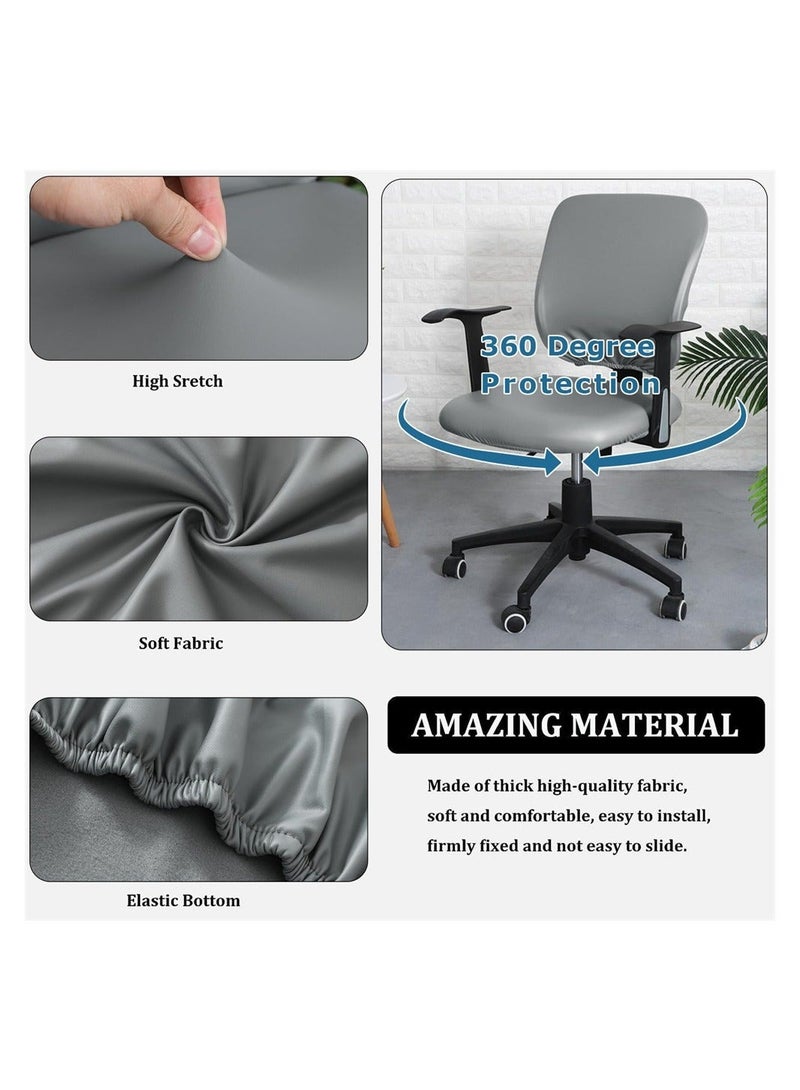 Captaintech PU Office Chair Cover, Universal Rotating Chair Slipcovers Waterproof Stretch Removable Protector Computer Chair Seat Cover Backrest Cover - Image 2