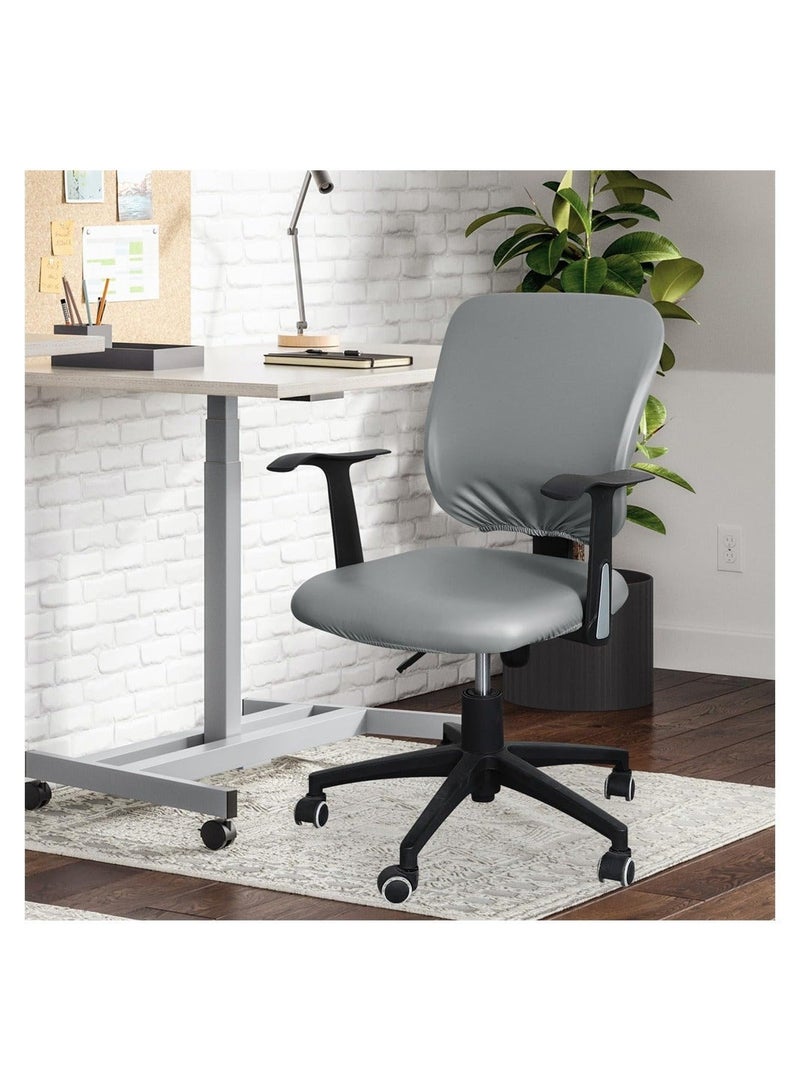 Captaintech PU Office Chair Cover, Universal Rotating Chair Slipcovers Waterproof Stretch Removable Protector Computer Chair Seat Cover Backrest Cover - Image 3