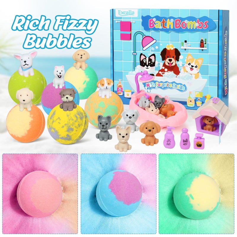 Excalla Bath Bombs For Kids With Toys Inside For Girls Boys  12 Pack Kids Bath Bombs With Surprise Dog Pretend Playset  Handmade Bubble Bath Fizzies Birthday Christmas Gift Set - Image 4