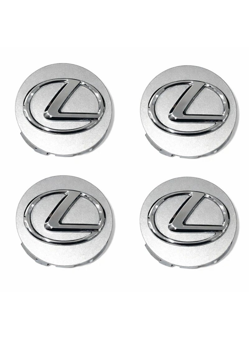 ليكساس غطاء عجلات لكزس مجموعة مكونة من (4) غطاء مركز عجلة لكزس مقاس 62 مم - قاعدة فضية مع شعار كروم - Image 4