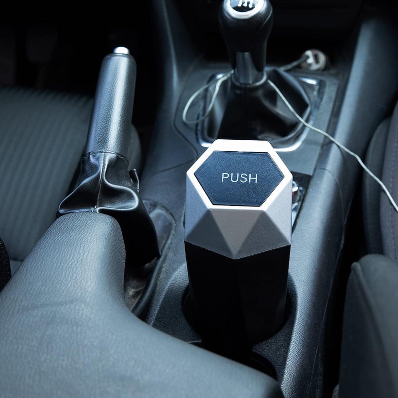 Ginsco Car Trash Can with Lid, Mini Car Trash Can Cup Holder, Car Garbage Can Car Accessories for Interior, Leakproof Car Trash Bin Multipurpose Mini Trash Can for Car, RV, Home, Office (Silver) - Image 2