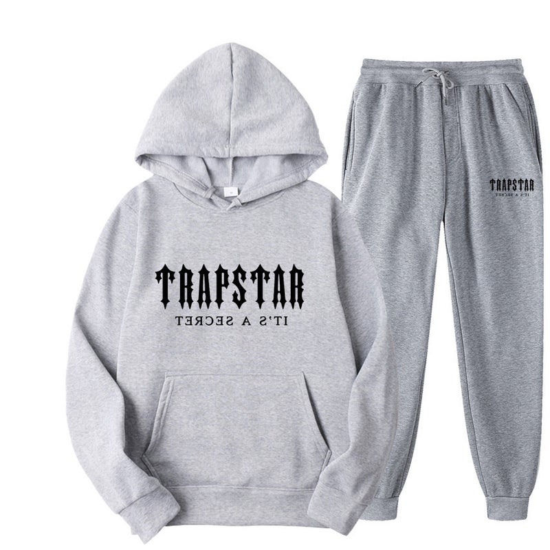 New Trapstar Letter Printed Men'S And Women'S Sportswear Fleece Two-Piece Loose Casual Hooded Sweater Suit - Image 4
