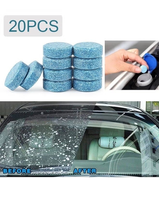 Generic 20PCS Car Windshield Glass Concentrated Washer Tablets, Windshield Washer Fluid Solid Car Effervescent Tablets ,Glass Solid Wiper Cleaning Tablets for Car Kitchen Window  - Image 1