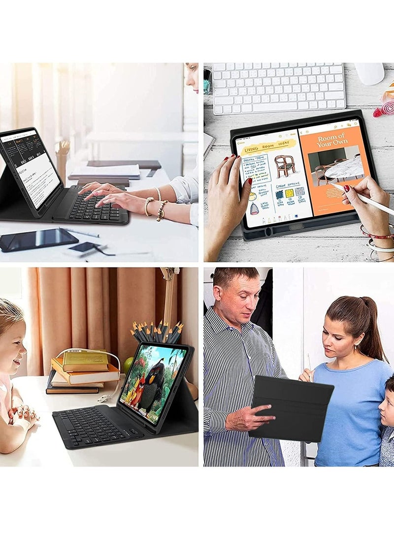 Keyboard Case for Samsung Galaxy Tab S6 Lite 10.4'' (SM-P610/P615/P613/P619,2020/2022),  Leather Folio Cover with Detachable Magnetically Bluetooth Keyboard with S-Pen Holder, Black - Image 5