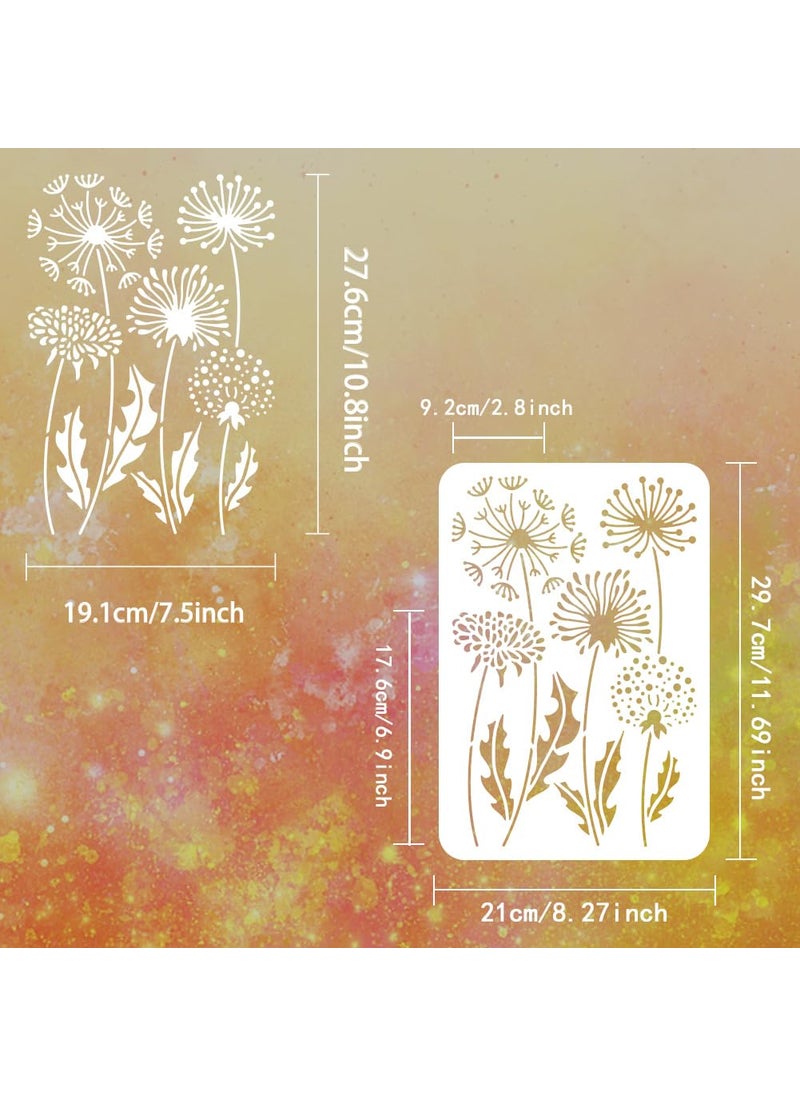 FINGERINSPIRE FINGERINSPIRE Dandelion Stencil for Painting 8.3x11.7inch Large Dandelion Flowers Drawing Template Plastic PET Dandelion Leaves Painting Stencil Plant Theme Template for Painting on Wood Fabric  - Image 2