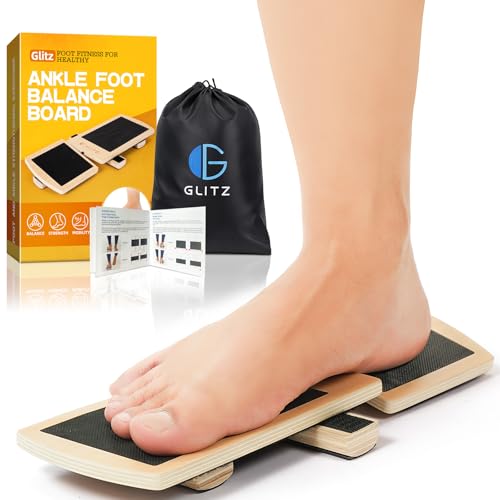 Glitz Ankle Balance Board Foot Strengthener Trainer for Sprained Ankle Stability Exercises Physical Therapy Plantar Fasciitis Relief Posture Correction Balance Training Anti Slip Wobble Board - Image 1