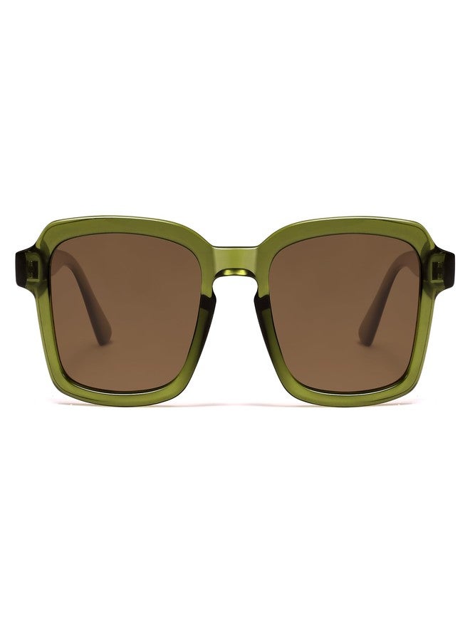 VANLINKER Polarized Trendy Square Sunglasses for Women Men 2025 Retro Chic Cute Shades VL9849,Green Frame Brown Lens - Image 2
