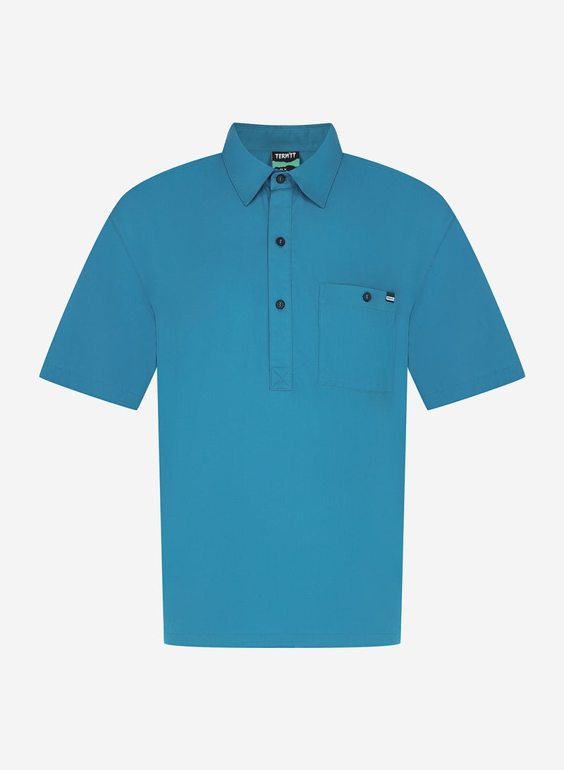 Termit Men's Beach Shirt Blue, 100% Viscose, Comfortable Fit, Button Closure, Chest Pocket for Summer Relaxation - Image 2