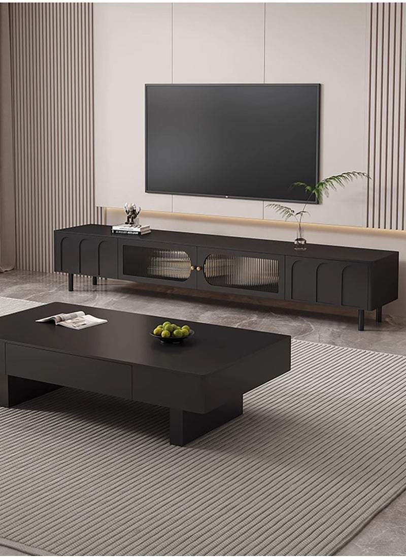 Merry Moments Cream Black TV Unit Entertainment Unit TV Media Console Contemporary Style TV Stand Luxury TV Unit TV Cabinet Wood Fashionable Black Finish L200xH46xW30 cm  - Image 1