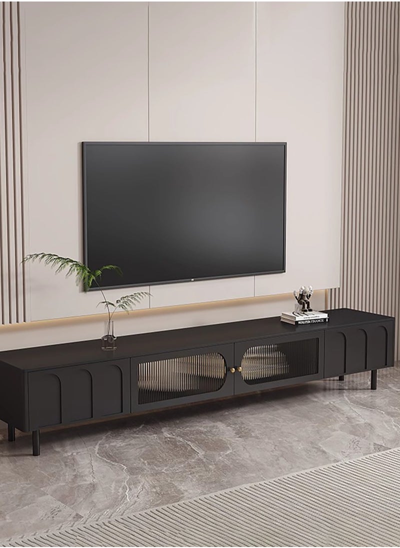 Merry Moments Cream Black TV Unit Entertainment Unit TV Media Console Contemporary Style TV Stand Luxury TV Unit TV Cabinet Wood Fashionable Black Finish L200xH46xW30 cm  - Image 2