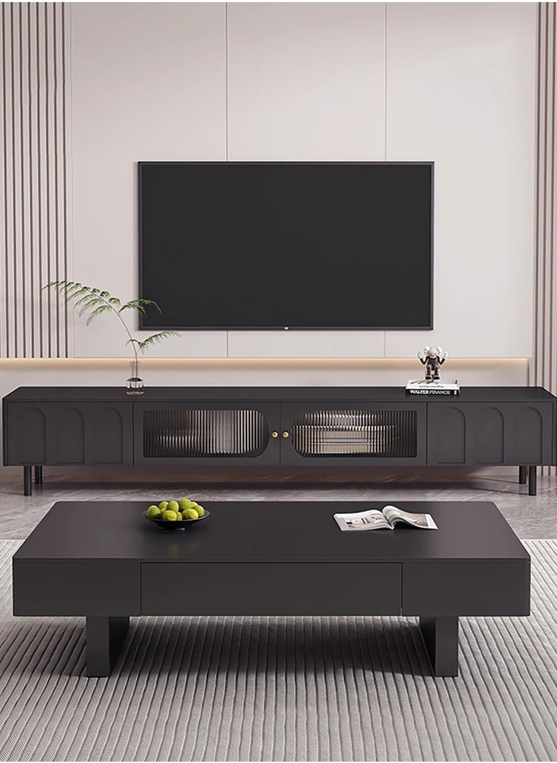 Merry Moments Cream Black TV Unit Entertainment Unit TV Media Console Contemporary Style TV Stand Luxury TV Unit TV Cabinet Wood Fashionable Black Finish L200xH46xW30 cm  - Image 3