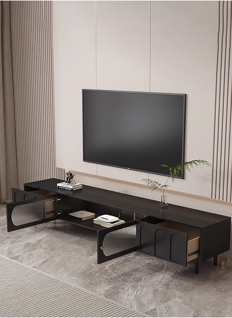 Merry Moments Cream Black TV Unit Entertainment Unit TV Media Console Contemporary Style TV Stand Luxury TV Unit TV Cabinet Wood Fashionable Black Finish L200xH46xW30 cm  - Image 4