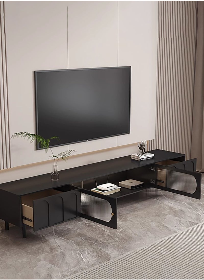 Merry Moments Cream Black TV Unit Entertainment Unit TV Media Console Contemporary Style TV Stand Luxury TV Unit TV Cabinet Wood Fashionable Black Finish L200xH46xW30 cm  - Image 5