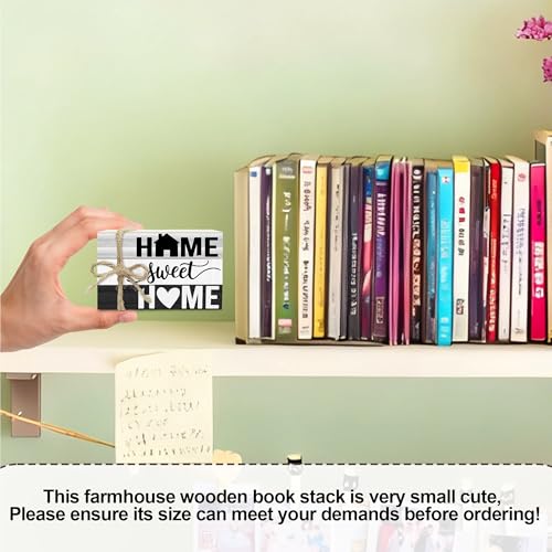 Ycyfckdr Mini Decorative Books for Home Decor, Small Rustic Wood Book Stack for Table Decoration, Home Sweet Decor Book for Living Room Bookshelf, Farmhouse Stacked Books Decoration (L31) - Image 2