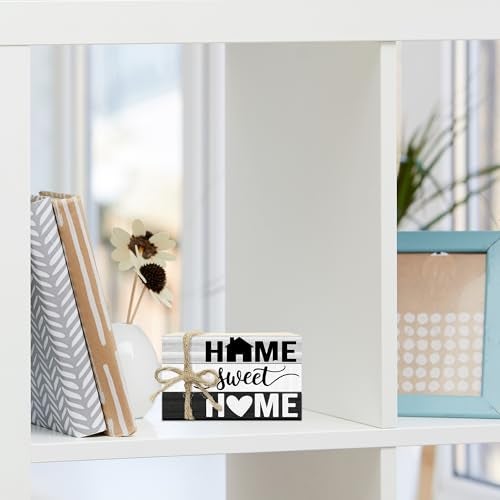 Ycyfckdr Mini Decorative Books for Home Decor, Small Rustic Wood Book Stack for Table Decoration, Home Sweet Decor Book for Living Room Bookshelf, Farmhouse Stacked Books Decoration (L31) - Image 4