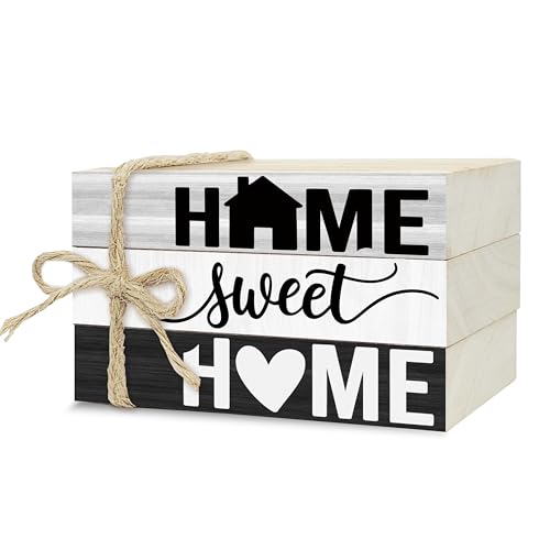 Ycyfckdr Mini Decorative Books for Home Decor, Small Rustic Wood Book Stack for Table Decoration, Home Sweet Decor Book for Living Room Bookshelf, Farmhouse Stacked Books Decoration (L31) - Image 1
