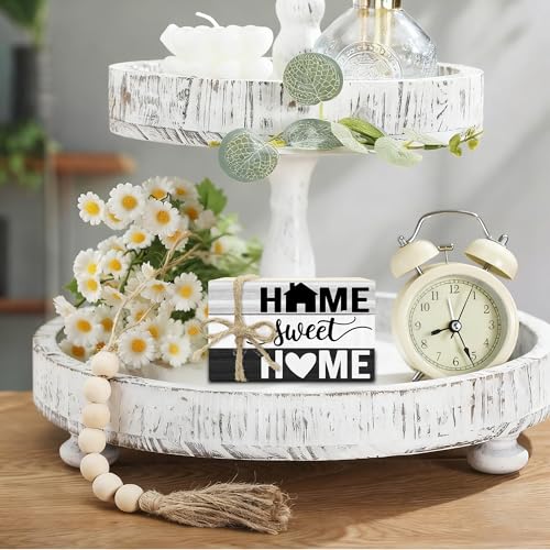 Ycyfckdr Mini Decorative Books for Home Decor, Small Rustic Wood Book Stack for Table Decoration, Home Sweet Decor Book for Living Room Bookshelf, Farmhouse Stacked Books Decoration (L31) - Image 3