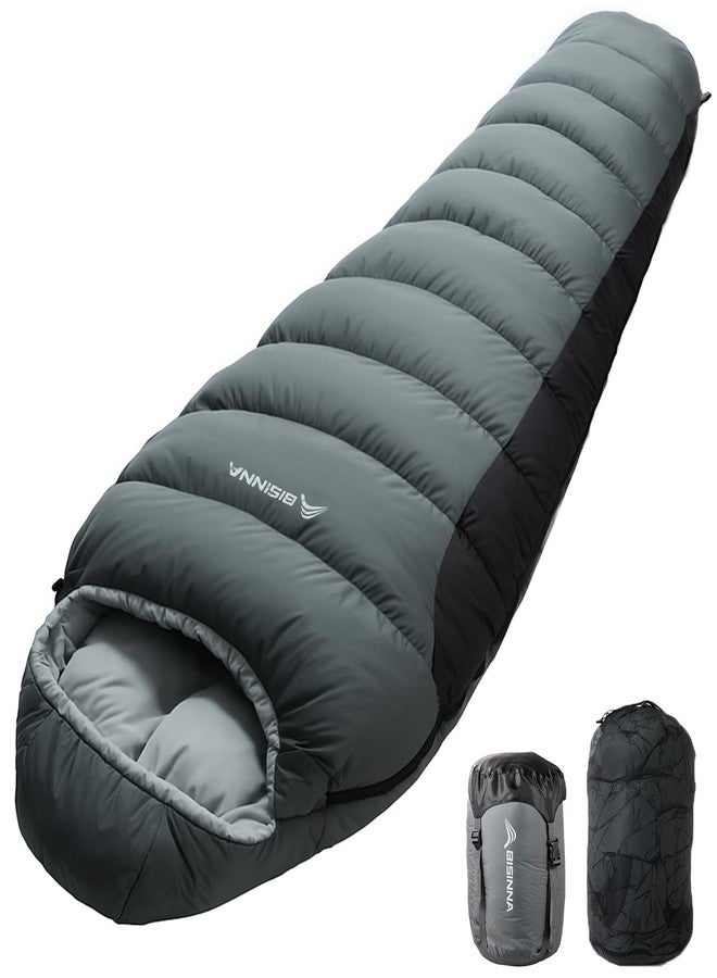 BISINNA Mummy Sleeping Bag for Adults 14-41℉ Cold Weather 3-4 Season Camping Sleeping Bags with Compression Sack for Backpacking Hiking Traveling (Gray) - Image 1