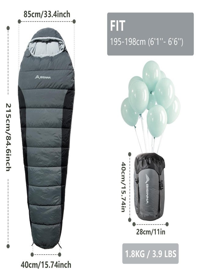 BISINNA Mummy Sleeping Bag for Adults 14-41℉ Cold Weather 3-4 Season Camping Sleeping Bags with Compression Sack for Backpacking Hiking Traveling (Gray) - Image 2