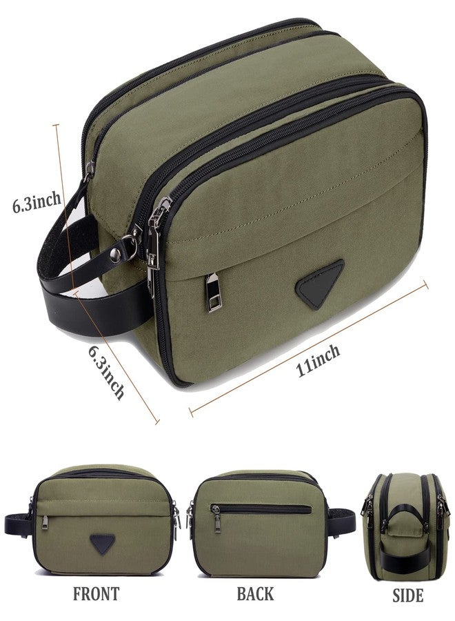 CROCOD Toiletry Bag for Men - Water-Resistant Oxford Travel Organizer Dopp Kit with Double Zippers, Padded Shaving Bag for Bathroom, Gym, Dorm - Multi-Function Cosmetic Storage Bag (Green) - Image 4
