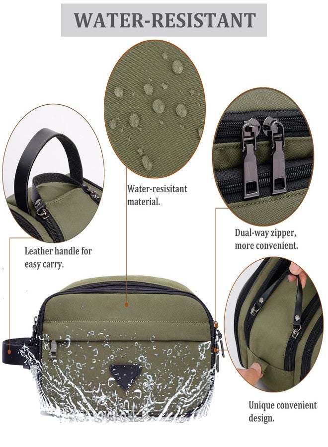 CROCOD Toiletry Bag for Men - Water-Resistant Oxford Travel Organizer Dopp Kit with Double Zippers, Padded Shaving Bag for Bathroom, Gym, Dorm - Multi-Function Cosmetic Storage Bag (Green) - Image 2