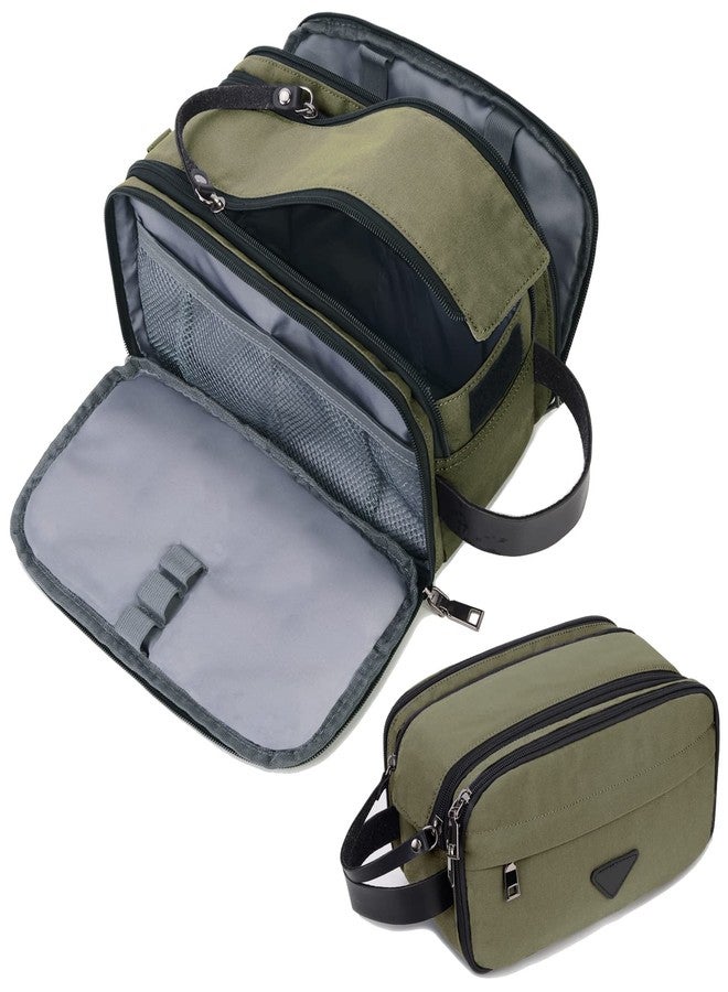 CROCOD Toiletry Bag for Men - Water-Resistant Oxford Travel Organizer Dopp Kit with Double Zippers, Padded Shaving Bag for Bathroom, Gym, Dorm - Multi-Function Cosmetic Storage Bag (Green) - Image 1