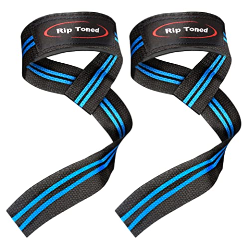 Rip Toned Performance Wrist Straps for Weightlifting – 23" Padded Lifting Straps for Men & Women – Cotton Gym Straps for Deadlifts, Strength Training, Bodybuilding & Powerlifting – Blue/Black - Image 1
