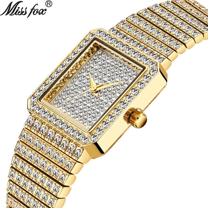MISS FOX New Fashion Watch - Korean Style Square Quartz Watch with Rhinestones for Men and Women