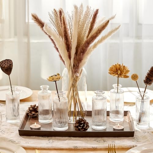 ComSaf Small Vases for Flowers Mini Clear Glass Bud Vases in Bulk, 5.2 inch Tall Mini Flower Vase, Vases for Centerpiece, Ribbed Vase, Wedding Table Ceterpiece, Home Decor, Housewarming Gift (Clear) - Image 4