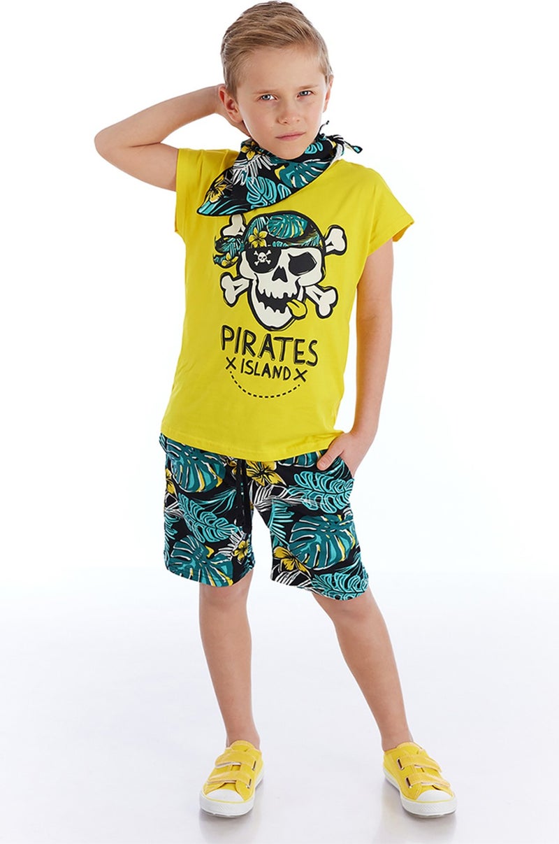 Mshb&G Hawaiian Pirate Boy T-Shirt Shorts Bandana Set - Image 1