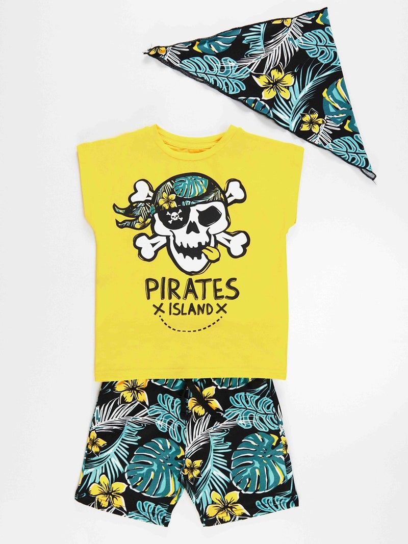 Mshb&G Hawaiian Pirate Boy T-Shirt Shorts Bandana Set - Image 3