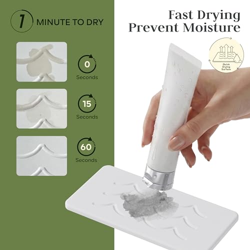 Kcrystenia Kitchen Stone Sink Caddy, 2pcs Water Absorbing Stone Tray, Quick-Drying Faucet Mats, Diatomite Bathroom Counter Tray, Soap Dispenser Sponge Holder, Kitchen Sink Organizer (with Non-Slip Feet) - Image 4