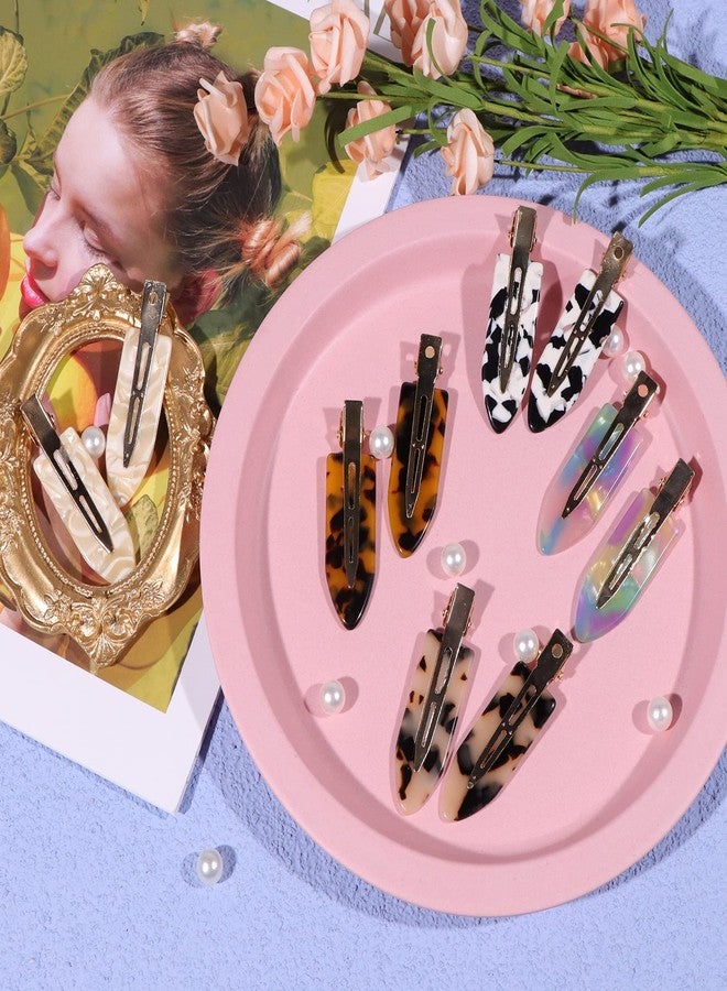 Magicsky 10PCS No Bend Hair Clips for Styling, Acrylic No Crease Curl Small Pin, Bang Barrette Tool for Makeup-Hairstyle Accessories for Women Girls, Leopard White Black - Image 2