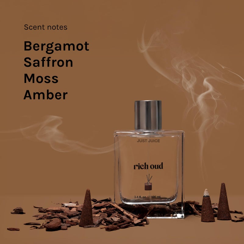 Just Juice Rich Oud - Oud Perfume for Women and Men - Bergamot, Saffron, Amber Perfume - Rich, Woody Mini Travel Size Fragrance - 0.3 oz - Image 3