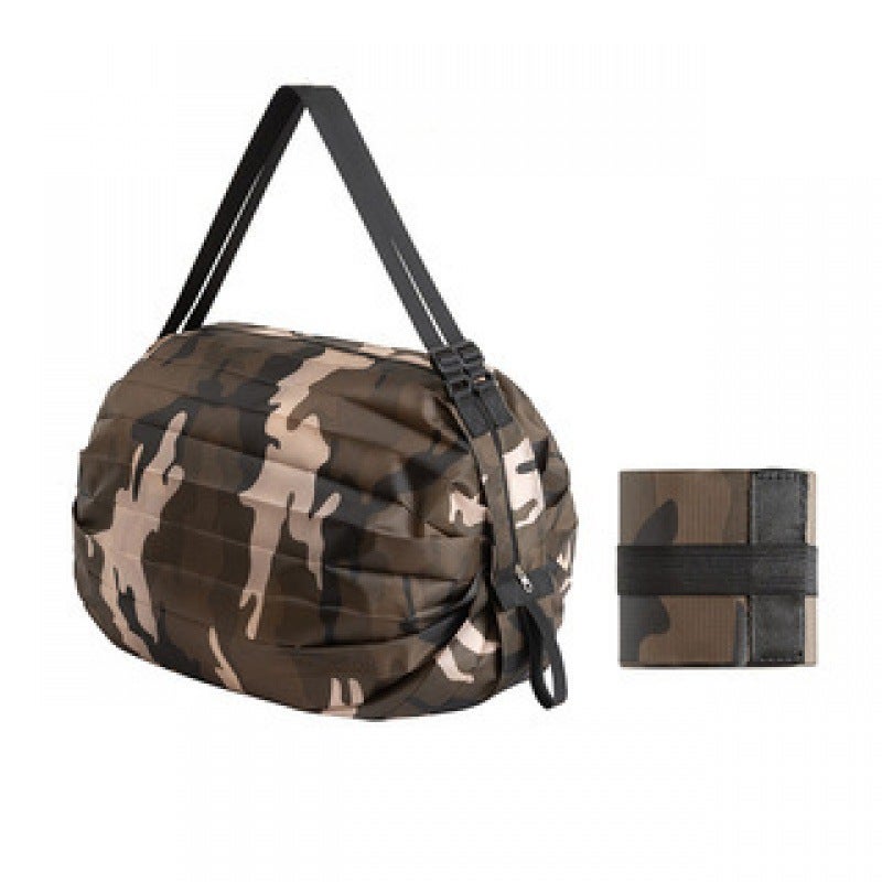 Japanese Folding Green Shopping Bag Travel Shoulder Portable Thickened Vegetable Shopping Bag Supermarket Green Bag Carrying Bag 210D Coffee camouflage folding bag 