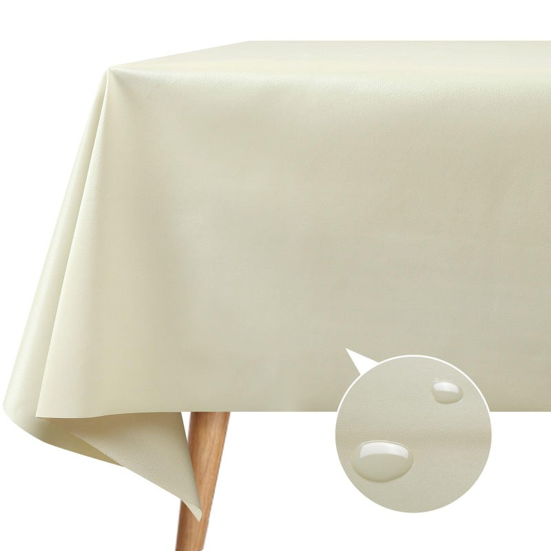 FAVE Pearlescent Beige Rectangle Tablecloth Waterproof Tablecloth Cover White Tablecloths with 6PCS Placemats for Wedding Banquet Birthday Party Restaurant DecorationsBeige 55x78