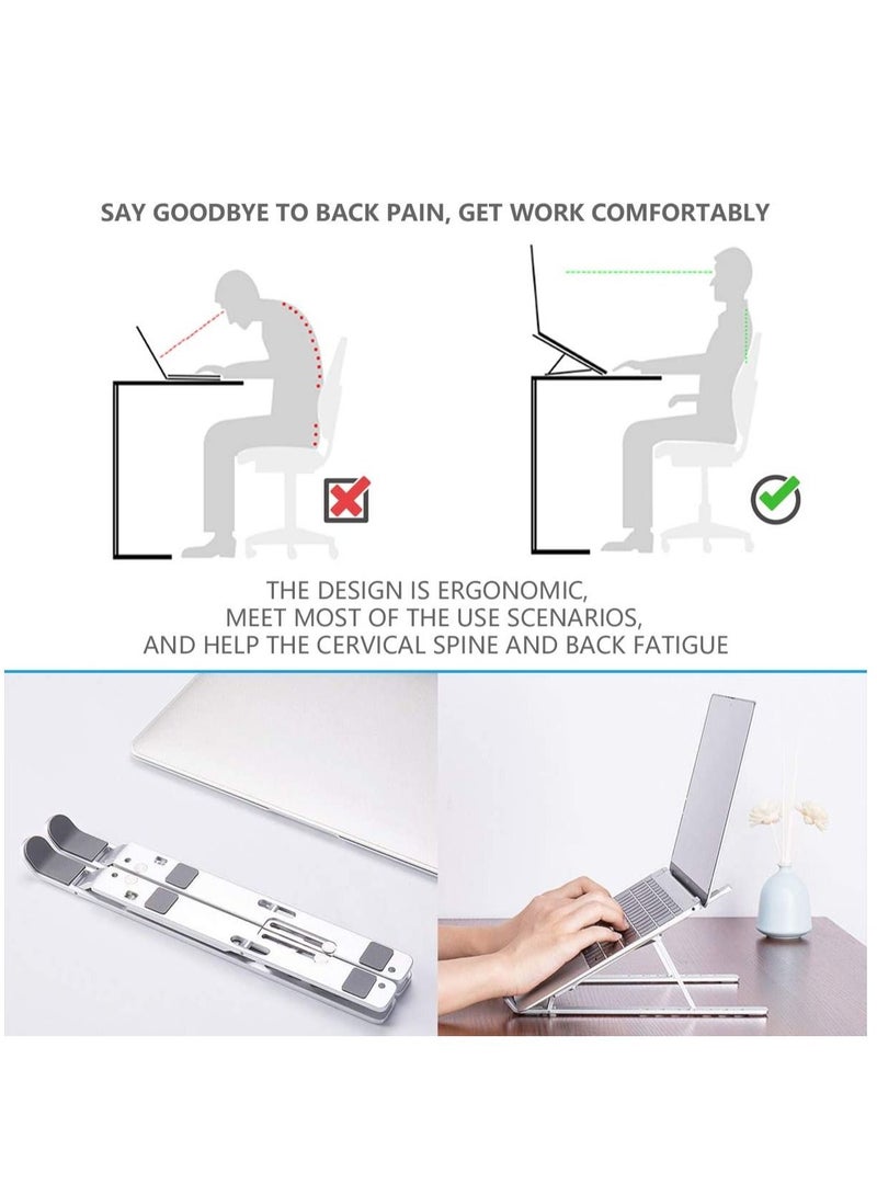 هينغ حامل كمبيوتر محمول قابل للتعديل حامل الكمبيوتر المحمول الناهض حامل كمبيوتر محمول من الألومنيوم قابل للطي قابل للطي حامل كمبيوتر محمول متوافق مع iPad MacBook HP Dell Lenovo والمزيد - Image 3