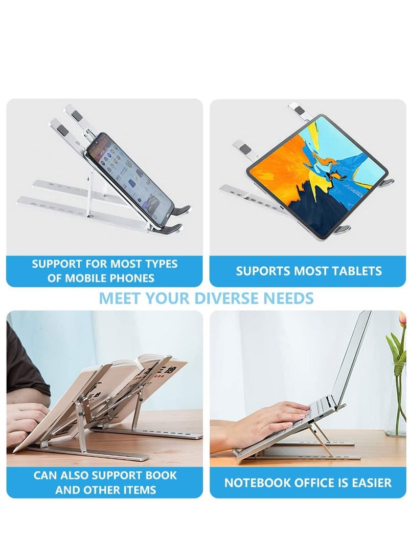 هينغ حامل كمبيوتر محمول قابل للتعديل حامل الكمبيوتر المحمول الناهض حامل كمبيوتر محمول من الألومنيوم قابل للطي قابل للطي حامل كمبيوتر محمول متوافق مع iPad MacBook HP Dell Lenovo والمزيد - Image 5