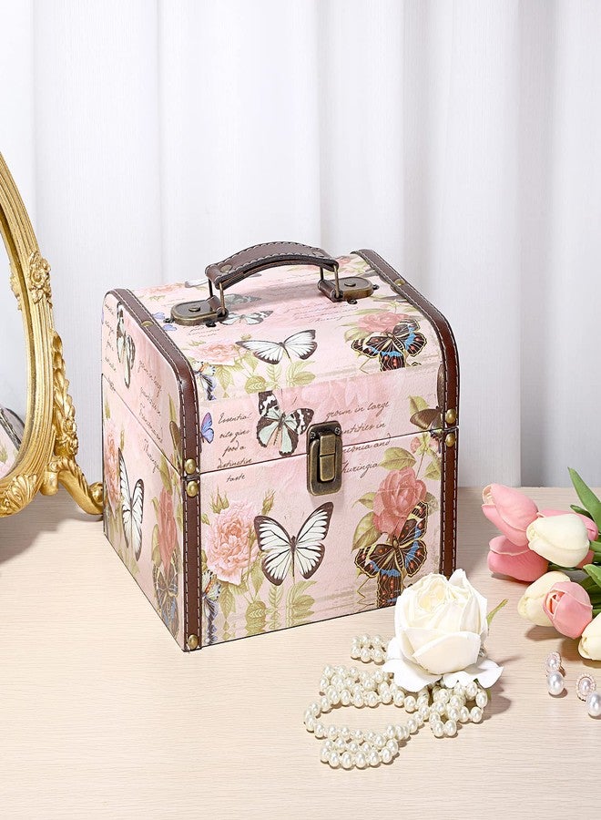 ELLDOO Decorative Treasure Chest Box, Wooden + PU Leather Storage Box for Jewelry Trinkets, Keepsakes box for Girls Women Gifts (Butterfly Pattern, Large) - Image 4