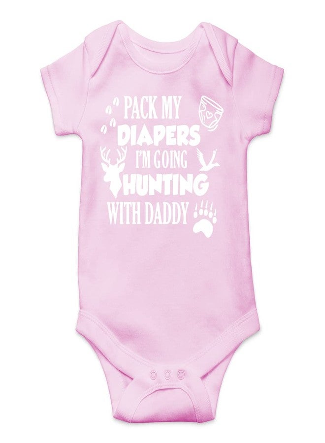 CBTwear Pack My Diapers I’m Going Hunting With Dad - Baby Clothes - Funny Newborn Bodysuit Outfits for Boys and Girls (Newborn, Pink) - Image 1