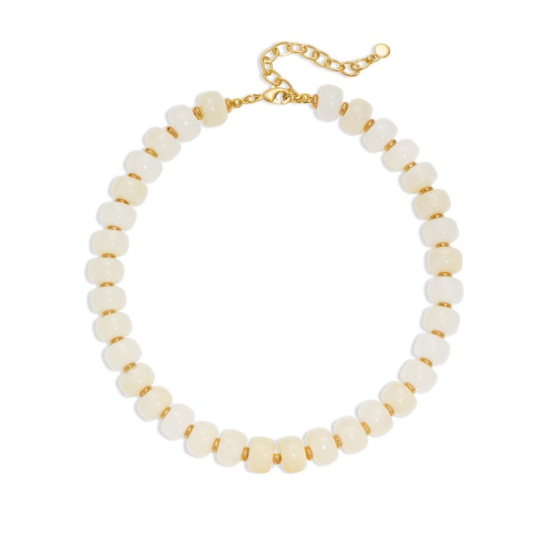 HolidayQbee Beaded necklace for Women Boho Bead Gemstone Chunky Necklace Big White Bead Necklace Fashion Trendy Summer Necklaces Jewelry Gifts - Image 1