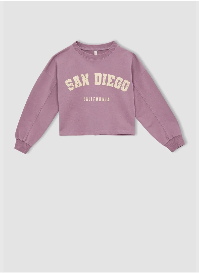 DeFacto Long Sleeve San Diego Print Crop Sweatshirt