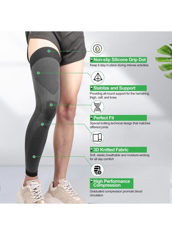 KEKING ® Full Leg Compression Sleeves, Unisex, Thigh High Compression Stocking 20-30mmHg Graduated Support for Thigh Calf Knee, Running, Basketball, Reduce Varicose Veins and Swelling, Pair, Black XXL - Image 3
